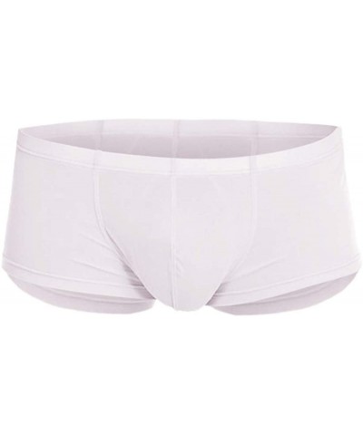 Men's Fashion Ultra-Thin Sexy ice Silk Ultra-Thin Seamless Breathable Underwear - White - C218NHW38NH $18.76 Boxer Briefs