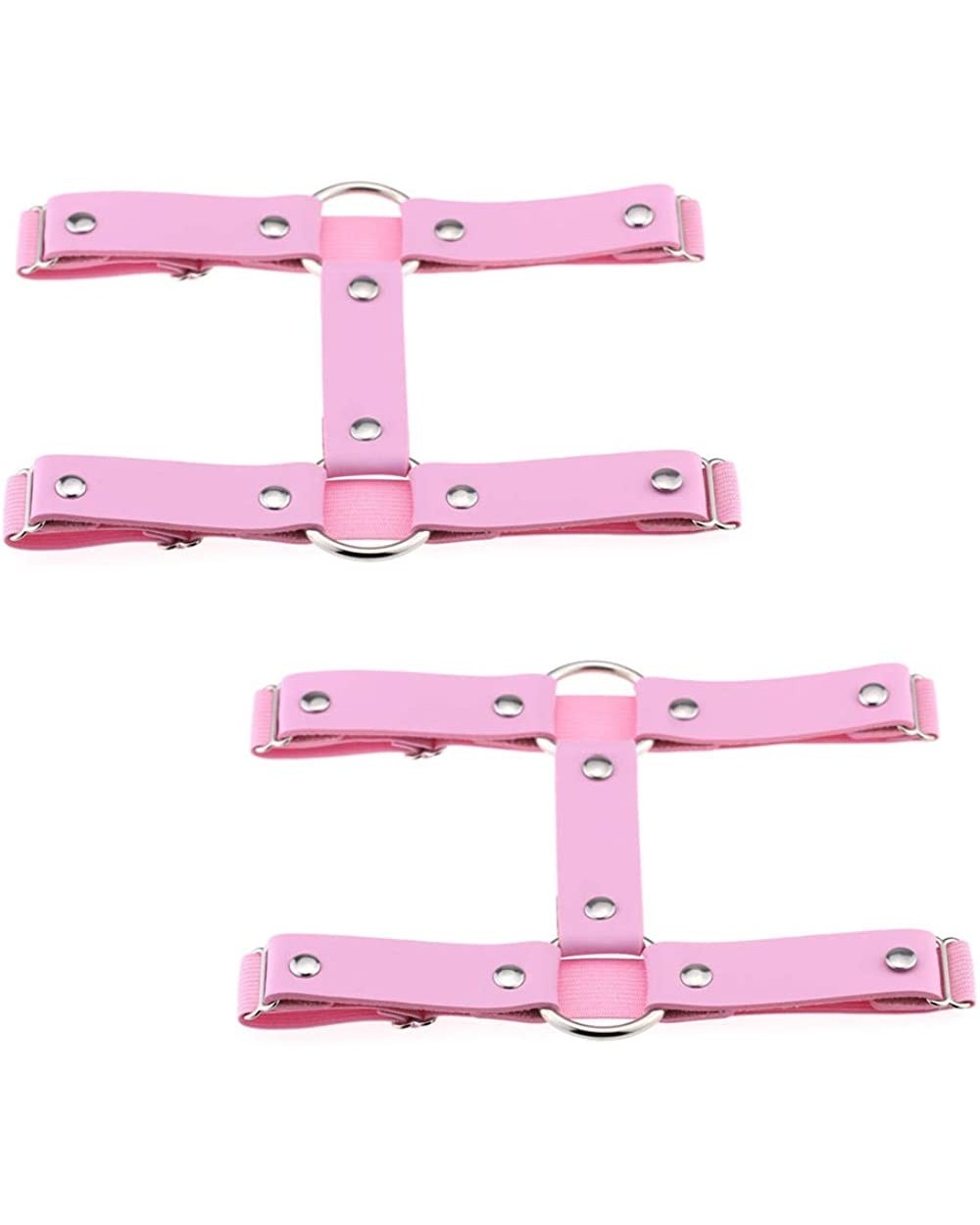 2 Pieces Adjustable Elastic Leather Leg Harness Belt- 2 Rows Punk Thigh Garter for Women - Pink - CB1927265Q3 $13.51 Garters ...