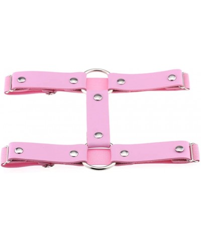 2 Pieces Adjustable Elastic Leather Leg Harness Belt- 2 Rows Punk Thigh Garter for Women - Pink - CB1927265Q3 $13.51 Garters ...