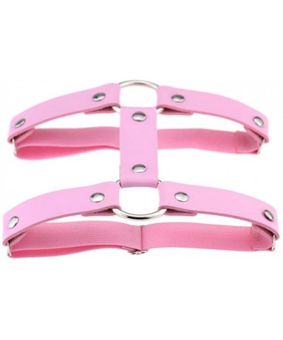 2 Pieces Adjustable Elastic Leather Leg Harness Belt- 2 Rows Punk Thigh Garter for Women - Pink - CB1927265Q3 $13.51 Garters ...