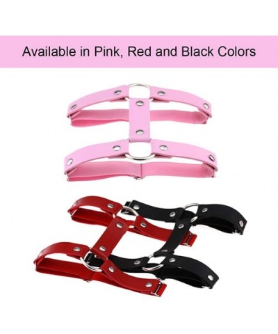 2 Pieces Adjustable Elastic Leather Leg Harness Belt- 2 Rows Punk Thigh Garter for Women - Pink - CB1927265Q3 $13.51 Garters ...