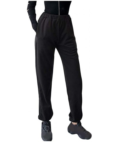 Fashion Womens Casual Sports Solid Comfortable Trousers High Waist Pants - Black - CT198D7UZGX $41.54 Thermal Underwear