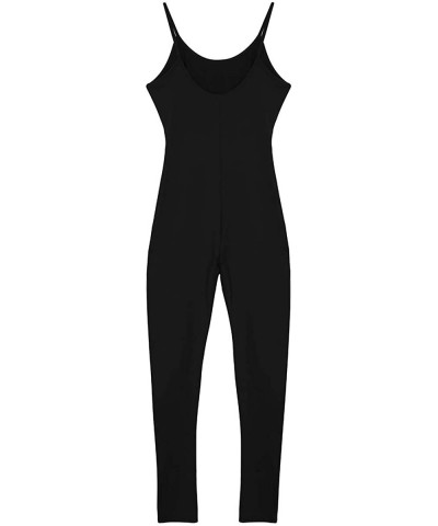 Women Spaghetti Straps Sleeveless Catsuit Yoga Dance Leotard Romper Jumpsuit - Black - CY18N75NNHD $41.28 Shapewear