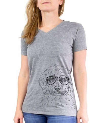 Teddy The Labradoodle Triblend T-Shirt - Women's Grey Modern Fit V-neck - CU18O7LXDEI $39.71 Undershirts