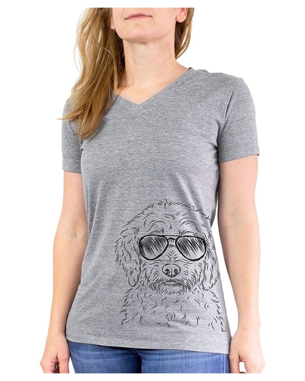 Teddy The Labradoodle Triblend T-Shirt - Women's Grey Modern Fit V-neck - CU18O7LXDEI $39.71 Undershirts