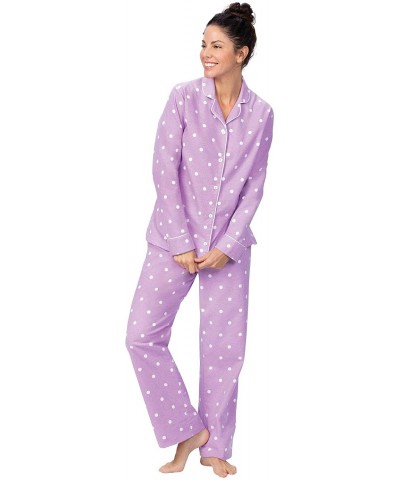 Women Pajamas Set - Women's Pajamas- Flannel Button-Front - Lavender Print - CW18SIWMNY9 $41.30 Sets