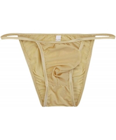 Soft Stretchy Bulge Pouch Male Tanga Bikini Briefs Mesh Jockss Men Sexy Swimsuit Underwear - Yellow - CY19E74T4IX $57.09 Briefs