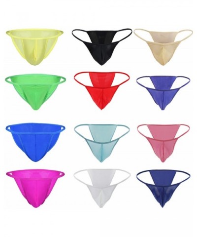 Soft Stretchy Bulge Pouch Male Tanga Bikini Briefs Mesh Jockss Men Sexy Swimsuit Underwear - Yellow - CY19E74T4IX $57.09 Briefs