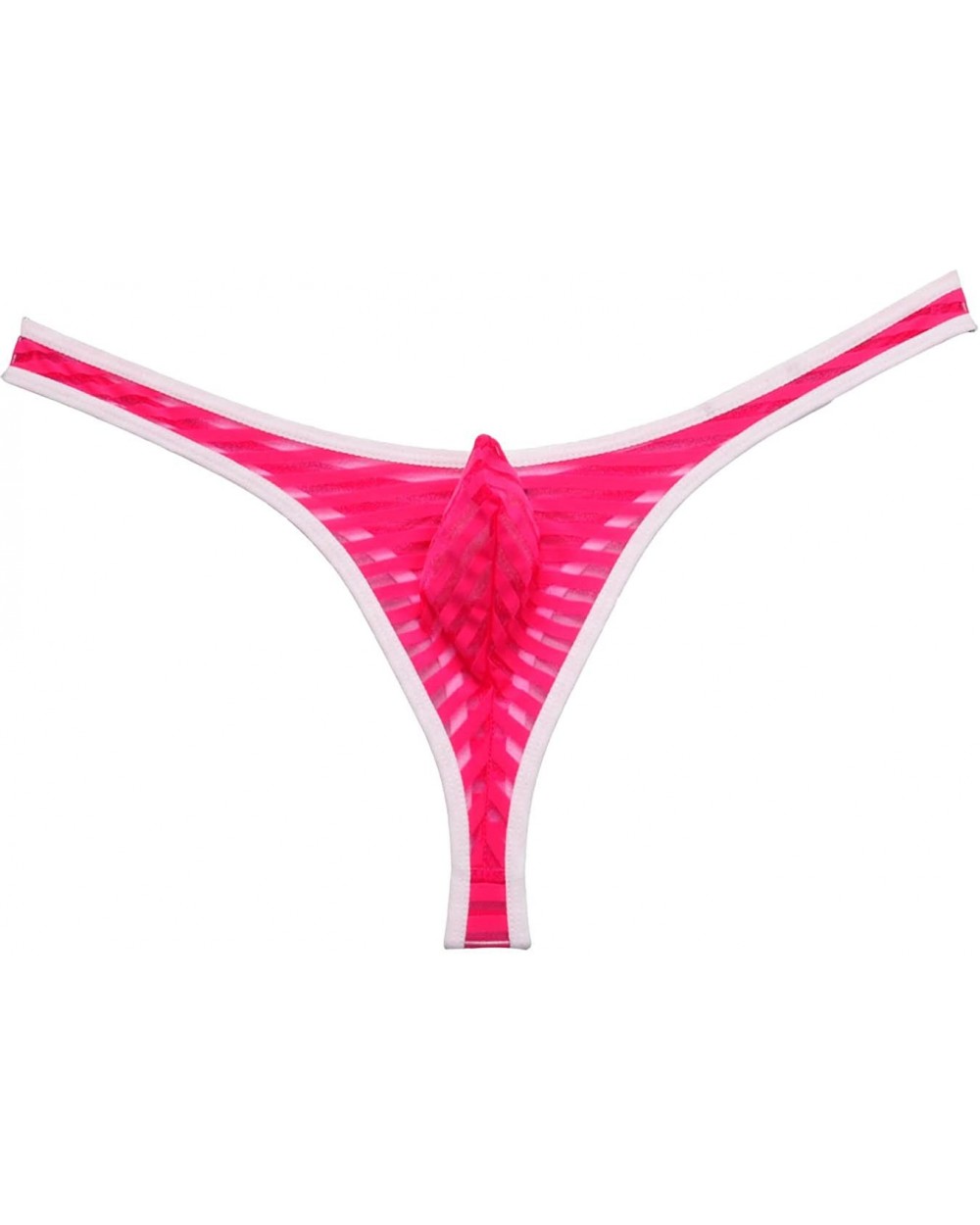 Men's Bordered Mesh Striped Thong Underwear - Pink - CO125JWQF6X $13.68 G-Strings & Thongs