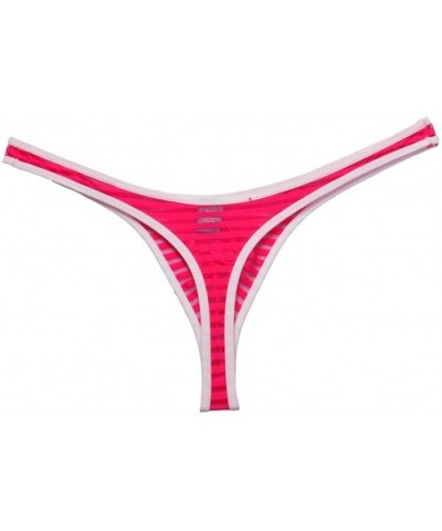 Men's Bordered Mesh Striped Thong Underwear - Pink - CO125JWQF6X $13.68 G-Strings & Thongs