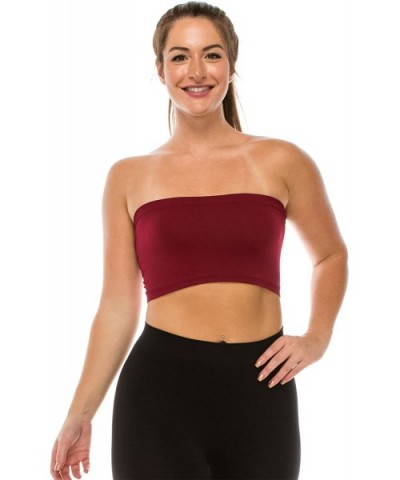 Seamless Bandeau Tube top - UV Protective Fabric- Rated UPF 50+ (Non-Padded) -Made in USA - Burgundy - CE12MXNXZHH $12.82 Cam...