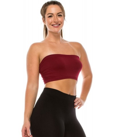 Seamless Bandeau Tube top - UV Protective Fabric- Rated UPF 50+ (Non-Padded) -Made in USA - Burgundy - CE12MXNXZHH $12.82 Cam...