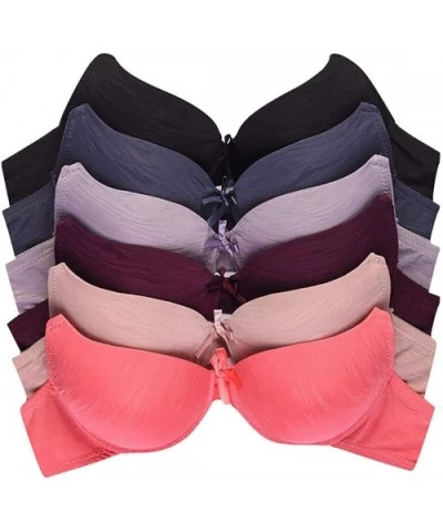 Women's Pack of 6 Full Cup Lace Mesh Cup Bras - Gentle Brushed Waive - CL18YHOS0SL $38.64 Bras