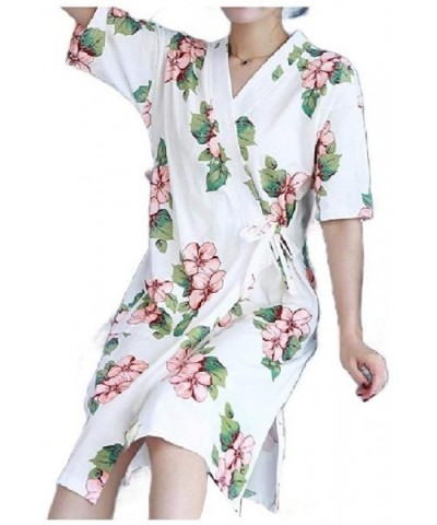 Women Kimono Cotton Oversized Print Pajamas Lounger Sleep Dress - As10 - CG19E74NTQH $58.41 Robes