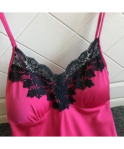 Women Sexy Lingerie Ladies Silk Lace Nightdress Babydoll Sleepwear Nightgown Plus Size - Hot Pink 2 - CD18YQ05DIY $13.82 Nigh...