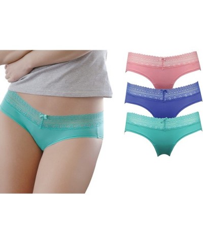 Women's 3 Pack Sexy Stretch Hipster Pantys - 3 Pack- Pink-blue-turqoise - CX18DKM0XOD $13.17 Panties