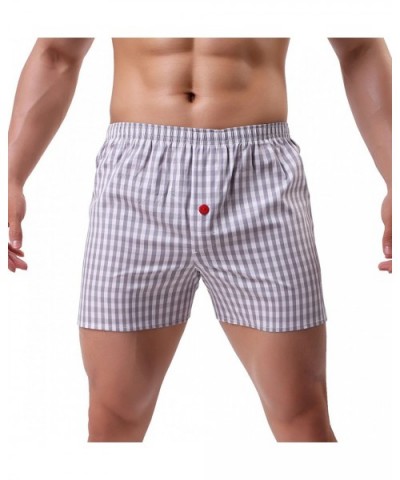 Men's 100% Cotton Woven Boxers - Grey - CK18GL3TGL4 $17.48 Boxers