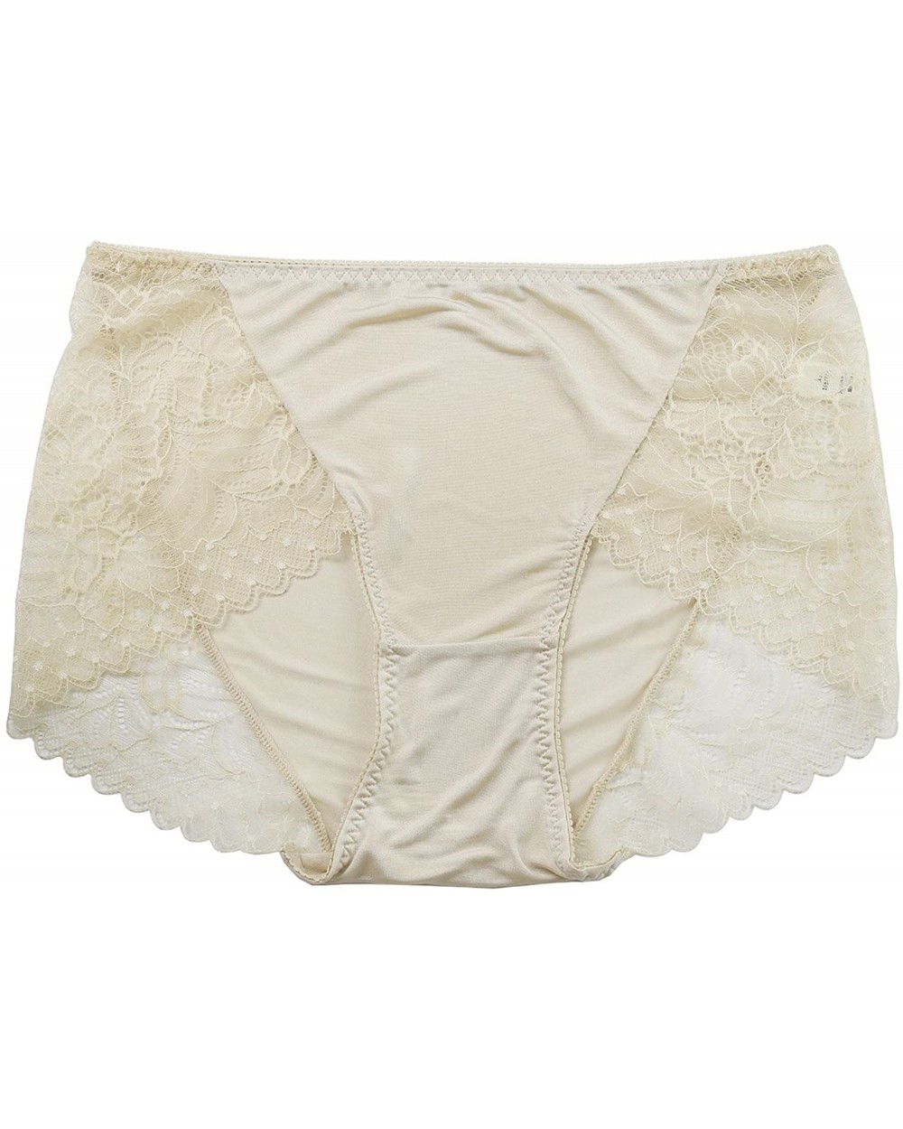 Women's 100% Mulberry Silk Brief Panties Lace Hipster Underwear Thong - Light Yellow - CU1866AH9QI $14.09 Panties