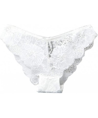 Women Lace Sexy Seamless Traceless Sexy Lingerie Panties Briefs - White - CX18SCEI2W3 $13.55 Bustiers & Corsets