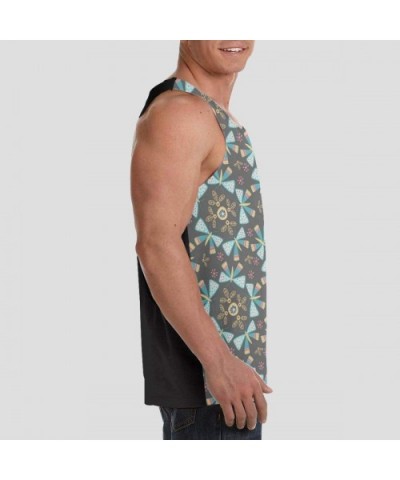 Men's Sleeveless Undershirt Summer Sweat Shirt Beachwear - Butterfly Dance - Black - C719CK84YYE $30.03 Undershirts