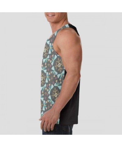 Men's Sleeveless Undershirt Summer Sweat Shirt Beachwear - Butterfly Dance - Black - C719CK84YYE $30.03 Undershirts