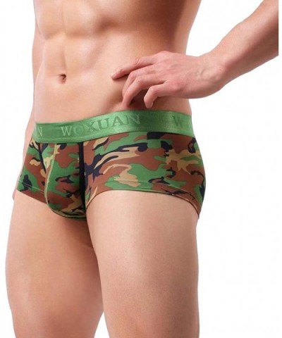 Men Boxer Briefs Shorts No Ride-up Sport Soft Underwear Bulge Pouch Camouflage Stretch Trunks Underpant - Green - CC18WMOGXZD...