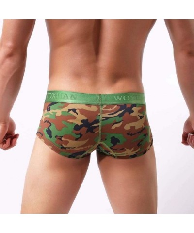 Men Boxer Briefs Shorts No Ride-up Sport Soft Underwear Bulge Pouch Camouflage Stretch Trunks Underpant - Green - CC18WMOGXZD...