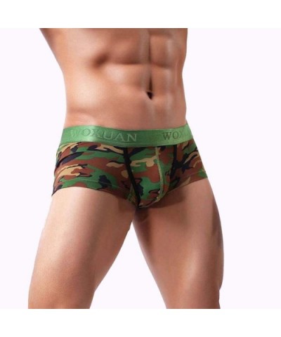 Men Boxer Briefs Shorts No Ride-up Sport Soft Underwear Bulge Pouch Camouflage Stretch Trunks Underpant - Green - CC18WMOGXZD...