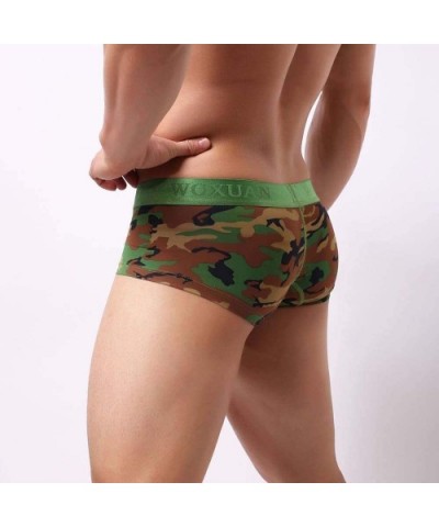 Men Boxer Briefs Shorts No Ride-up Sport Soft Underwear Bulge Pouch Camouflage Stretch Trunks Underpant - Green - CC18WMOGXZD...