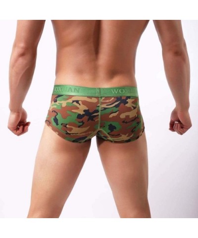 Men Boxer Briefs Shorts No Ride-up Sport Soft Underwear Bulge Pouch Camouflage Stretch Trunks Underpant - Green - CC18WMOGXZD...