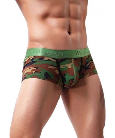 Men Boxer Briefs Shorts No Ride-up Sport Soft Underwear Bulge Pouch Camouflage Stretch Trunks Underpant - Green - CC18WMOGXZD...