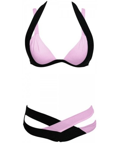 Swimsuits for Womens Cross Bandage Bikini Set Push-Up Brazilian Swimwear Beachwear Swimsuit - E-pink - CW18UXTG82E $21.15 The...