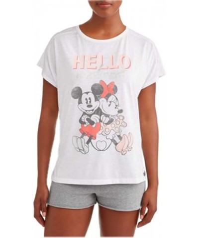 Disney Women's Mickey Mouse and Minnie Hello Weekend Pajama T-Shirt - CH18OE5DK5U $34.89 Tops