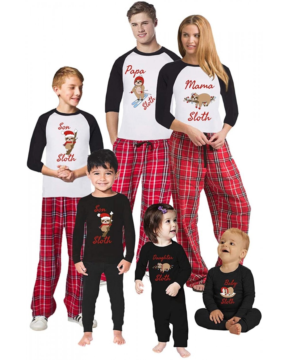 Christmas Pajamas for Family Xmas Sloth Matching Christmas Sleepwear - Style 3 - CW1934ZOO76 $62.39 Sleep Sets