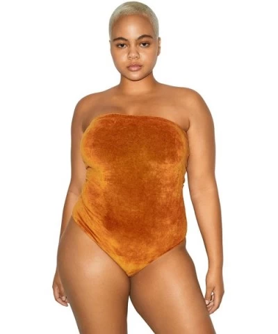 Women's Stretch Velour Strapless Bodysuit - Russet - C5196CW6E2O $53.63 Shapewear