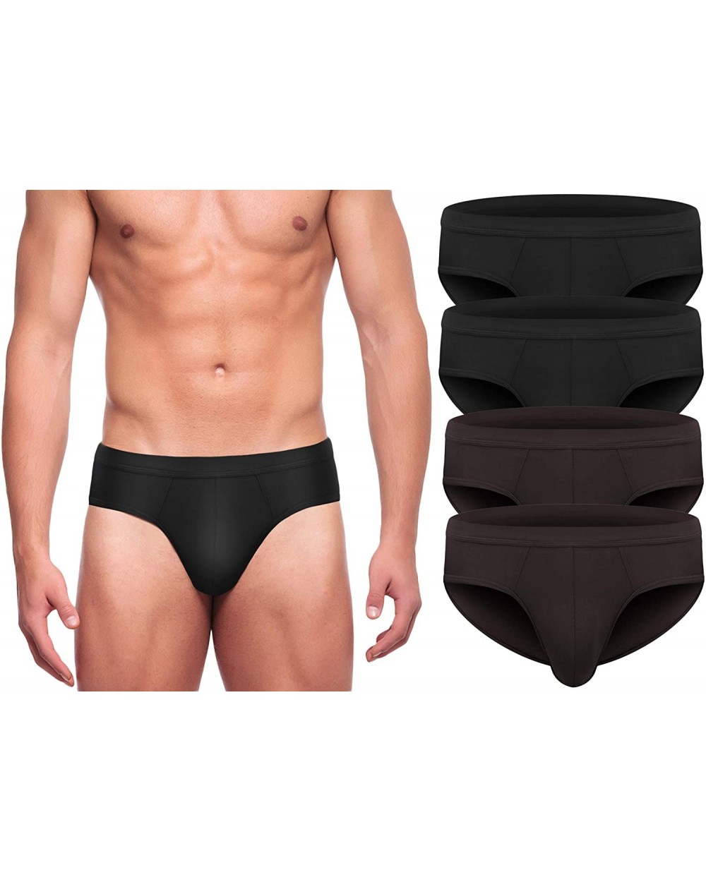 Men's Supersoft Modal Bikini Briefs Quick-Dry Lightweight Briefs Underwear Comfy Breathable Briefs Multipack Set S-XXL - Blac...