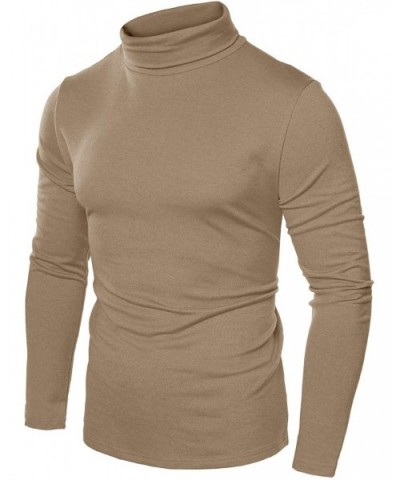 Men's Slim Fit Turtleneck T Shirts Casual Cotton Thermal Pullover Sweaters - Cooffe - CD1895CYDE3 $31.49 Thermal Underwear