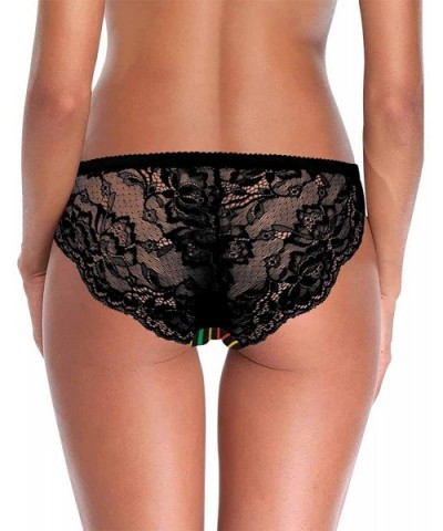 Womens Low Waist Basic Bikini Panties Black Cannabis Leaf - Multi 1 - CZ19E7GUAQQ $37.93 Thermal Underwear