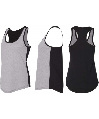 Ladies Feel Safe at Night Sleep with EMT Racerback - Heather Grey/Black With White Print - CZ18YEE00DQ $21.74 Tops