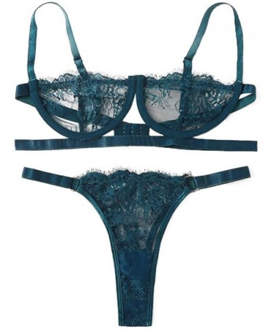 Women's Lace Lingerie Sets Sexy Bra and Panty Set Babydoll Bodysuit - Blue - C9193Q3R5Y2 $25.68 Bras