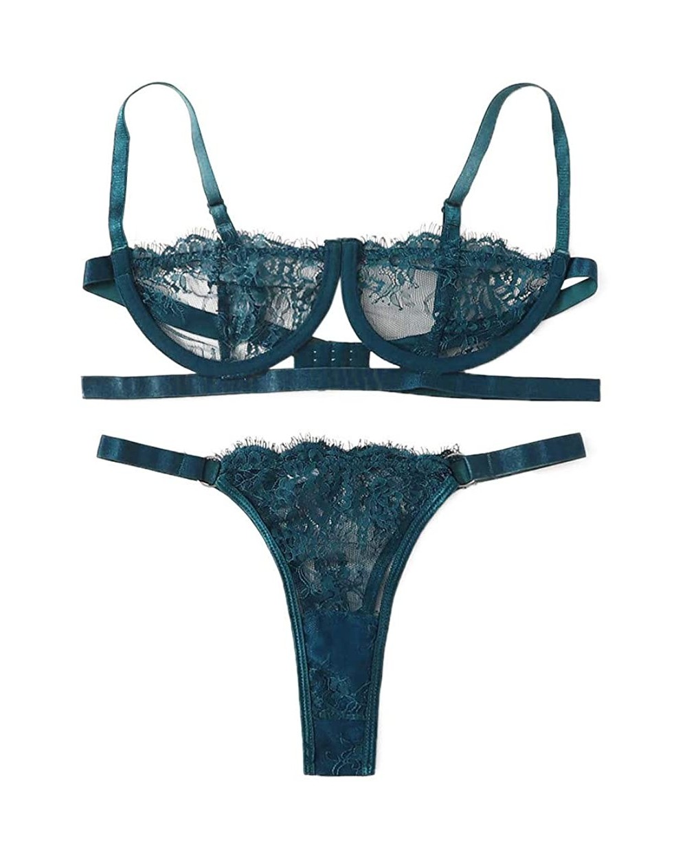 Women's Lace Lingerie Sets Sexy Bra and Panty Set Babydoll Bodysuit - Blue - C9193Q3R5Y2 $25.68 Bras