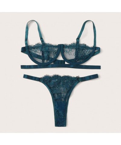 Women's Lace Lingerie Sets Sexy Bra and Panty Set Babydoll Bodysuit - Blue - C9193Q3R5Y2 $25.68 Bras