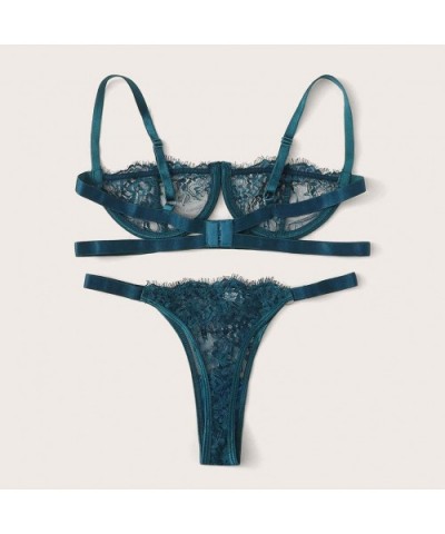 Women's Lace Lingerie Sets Sexy Bra and Panty Set Babydoll Bodysuit - Blue - C9193Q3R5Y2 $25.68 Bras