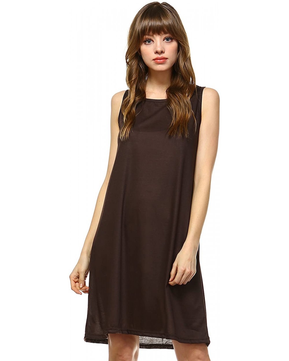 Women's Knit Camisole Full Slip Dresses - Plain Tank-brown - CY18NUZ27IY $25.99 Slips