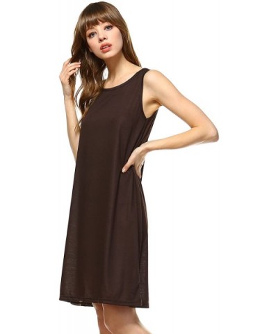 Women's Knit Camisole Full Slip Dresses - Plain Tank-brown - CY18NUZ27IY $25.99 Slips