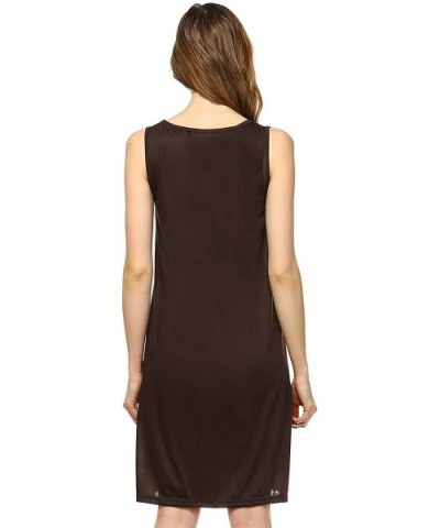 Women's Knit Camisole Full Slip Dresses - Plain Tank-brown - CY18NUZ27IY $25.99 Slips