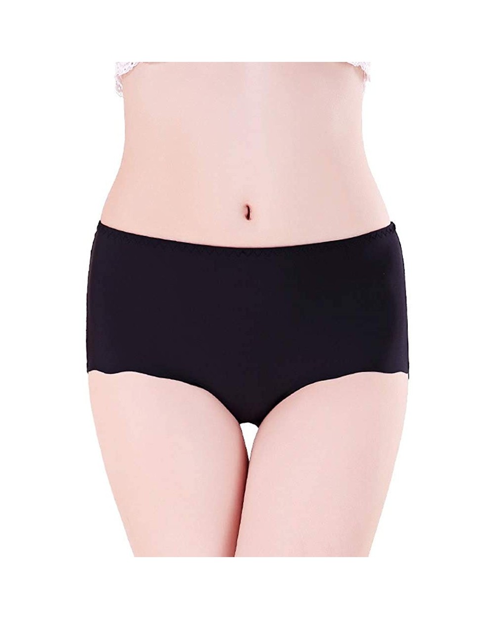 4 Piece One Piece ice Silk Seamless Womens Underwear mid Waist Cotton Bottom File Cloth Seamless Underwear Women Black - CV19...