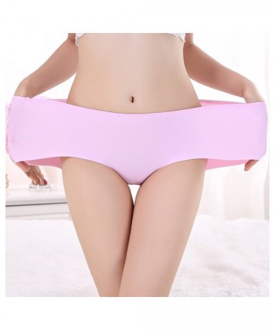 4 Piece One Piece ice Silk Seamless Womens Underwear mid Waist Cotton Bottom File Cloth Seamless Underwear Women Black - CV19...