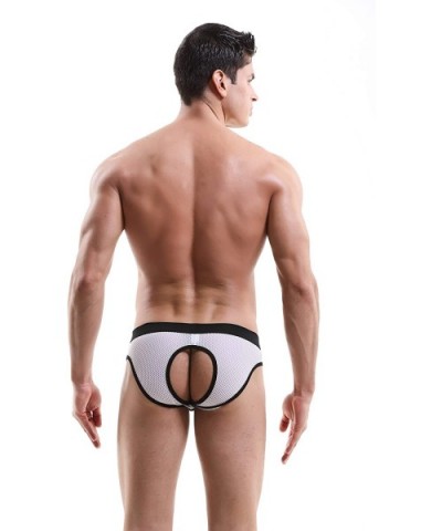 Men's Open Back Hollow-Out Underwear Mesh Bikini Briefs Thongs G-String - White - CM18A2GEI8L $16.58 G-Strings & Thongs