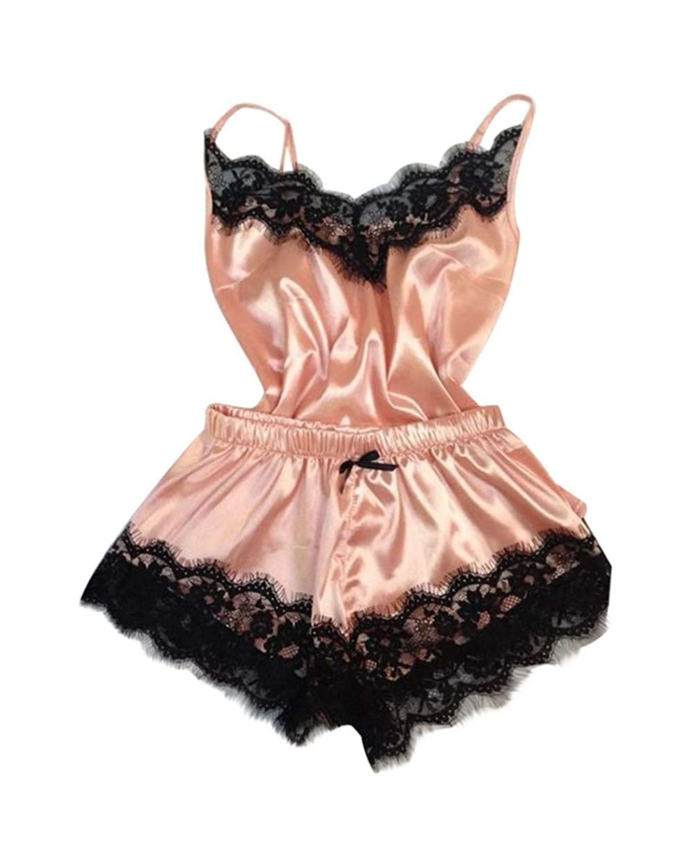 2PC Lingerie Women Babydoll Nightdress Pajamas Nightgown Sleepwear Lace Underwear Set - A_pink - CJ19547K5WM $16.90 Baby Doll...